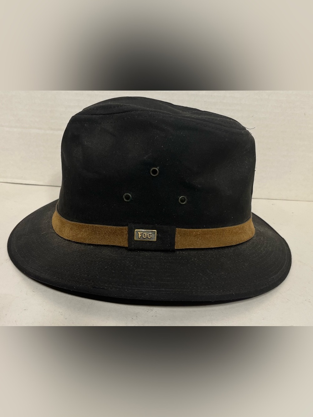 Men's Vintage Black LONDON FOG Gable Fedora Hat Size 7 1/4-7 3/8 Mint Condition